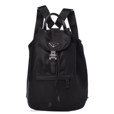 PRADA Nylon Vela Saffiano Medium Backpack Black